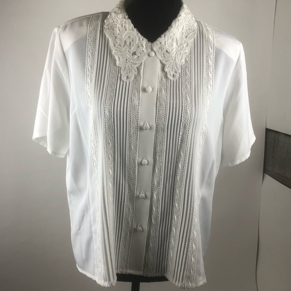 Laura Scott Vintage White Peter Pan Collar Blouse - Picture 2 of 13